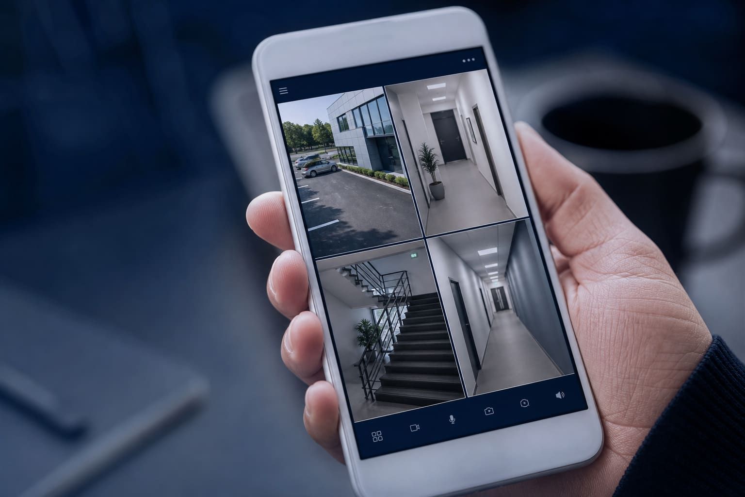 Security camera live view on a smartphone